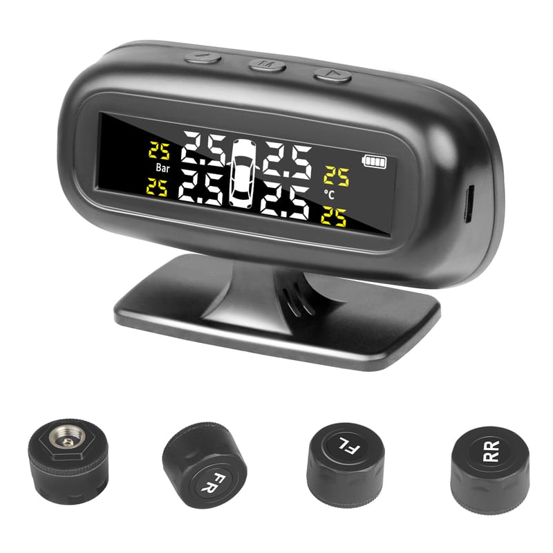 Auto Security Alarm Systems With 4 Pcs External Sensor Wireless Mini Car Tire Pressure Monitoring System USB TPMS