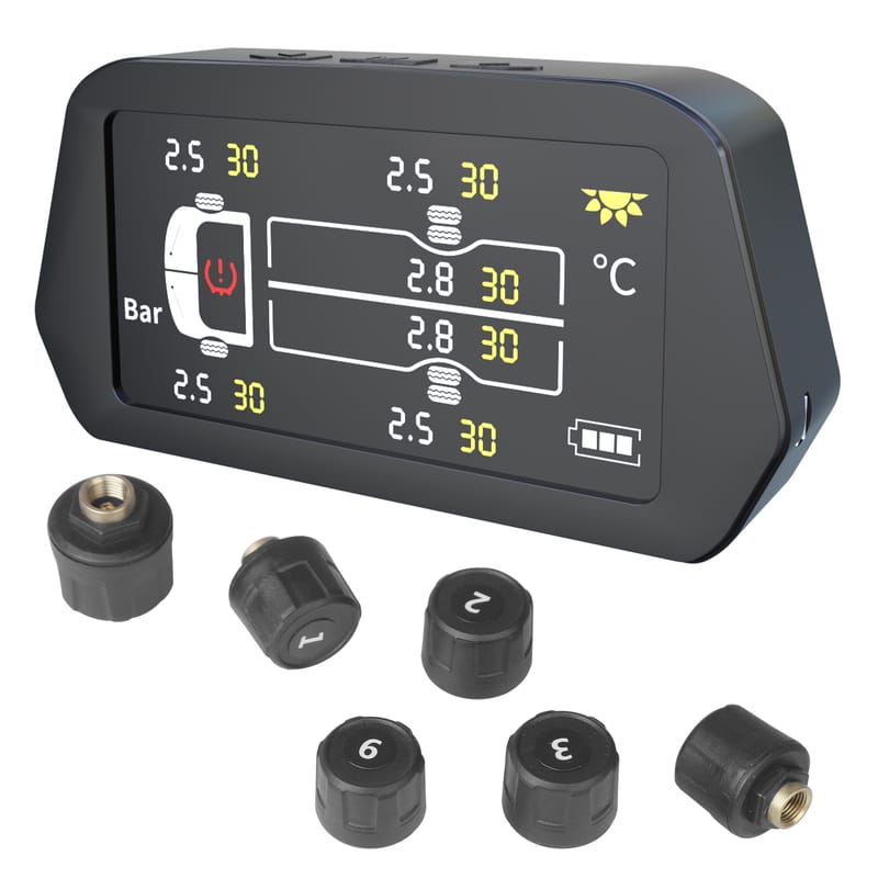 TPMS 6 Sensors Truck Car Tire Pressure Monitoring System LCD Display Tyre Diagnostic Tools Alarm Monitor Autotruck Tester