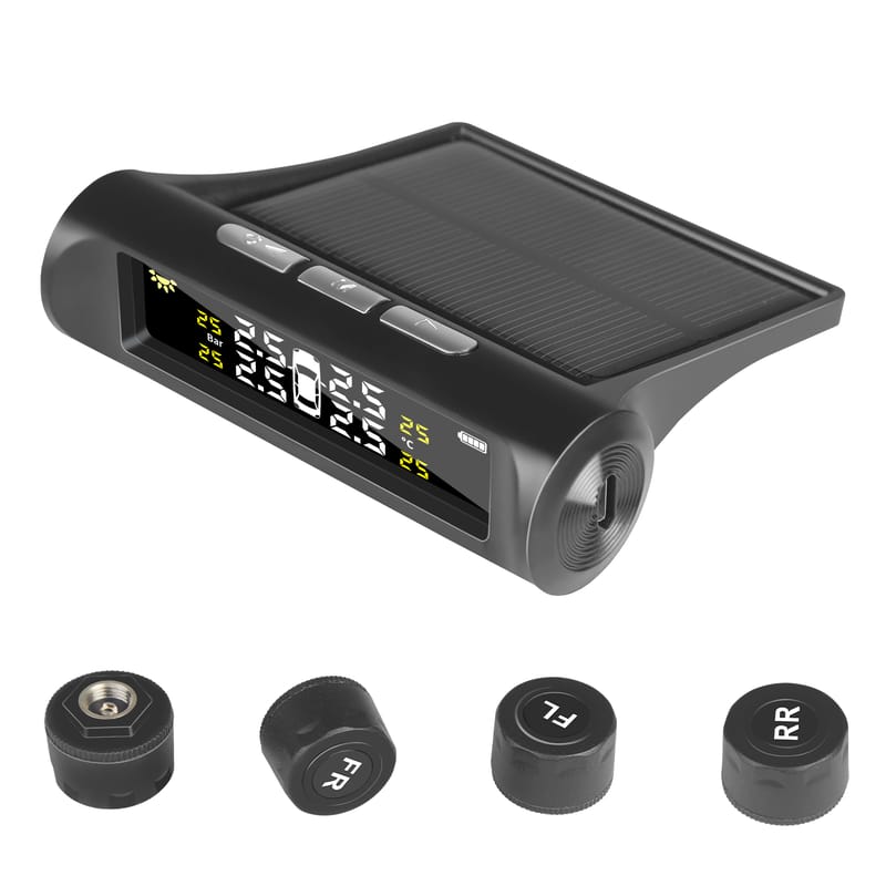 Solar Power TPMS Car Tire Pressure Alarm Monitor Intelligent Auto Security Alarm Digital Tyre Pressure Temperature Warning 468