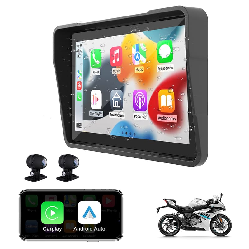 5 Inch Motorcycle GPS Navigation Carplay Android Auto Multimedia Player Portable Waterproof Touch Screen TPMS CSM552