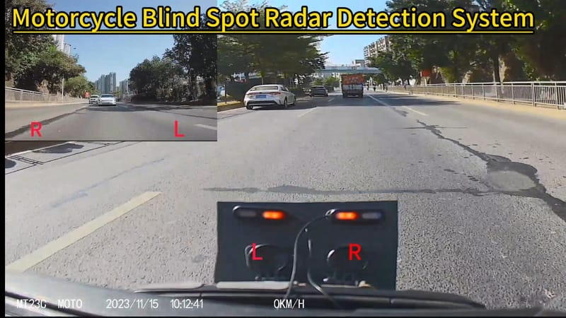 Motorcycle Blind Spot Radar Detection System Long Range Millimeter Wave Sensor Lane Change Assist System For Motorcycle