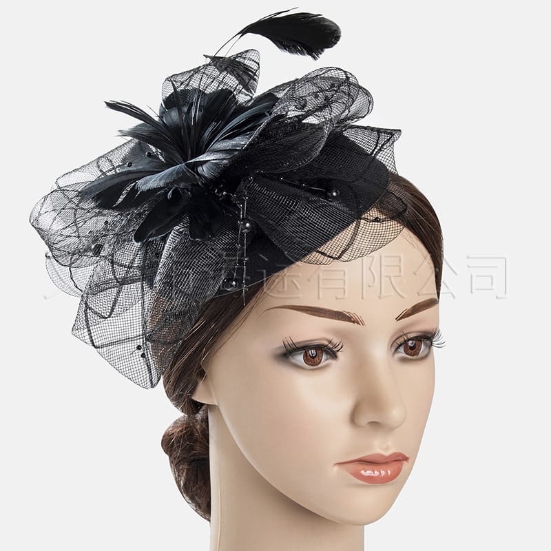 New Old Shanghai vintage mesh feather bowler hat Headdress Ball dinner elegant hair accessories bowler hat wholesale