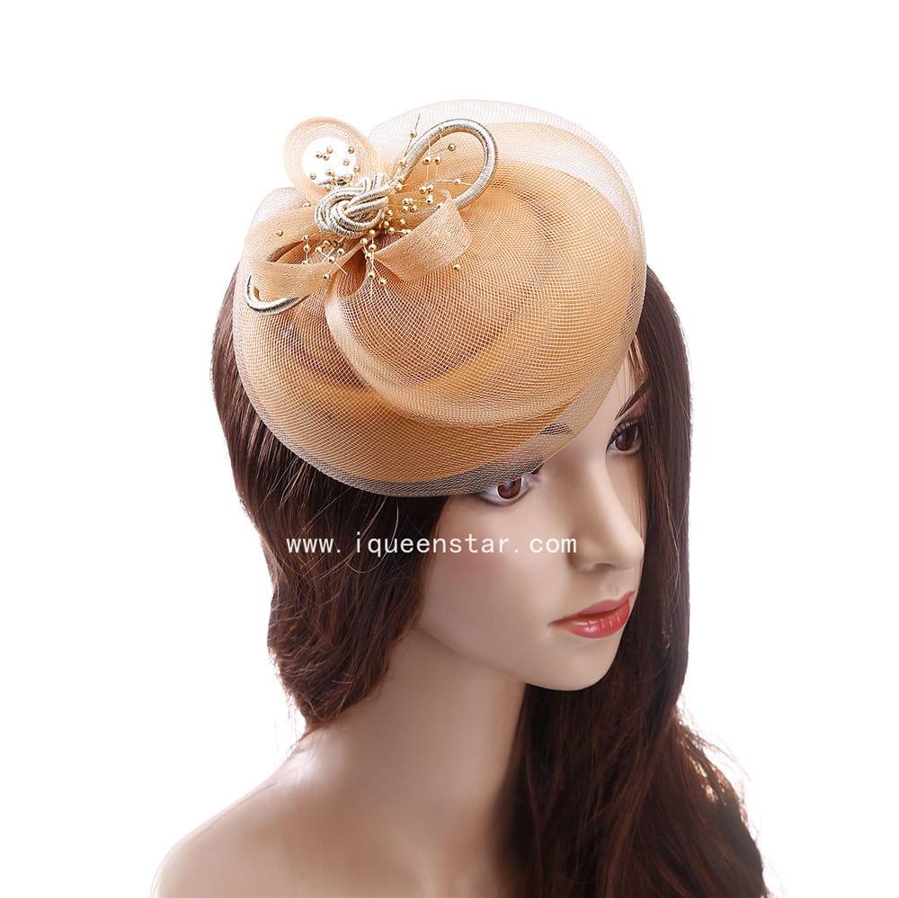 Summer European and American Outdoor Women's Hat Western Style Mesh Banquet Bridal Topper Bow Feather Headwear