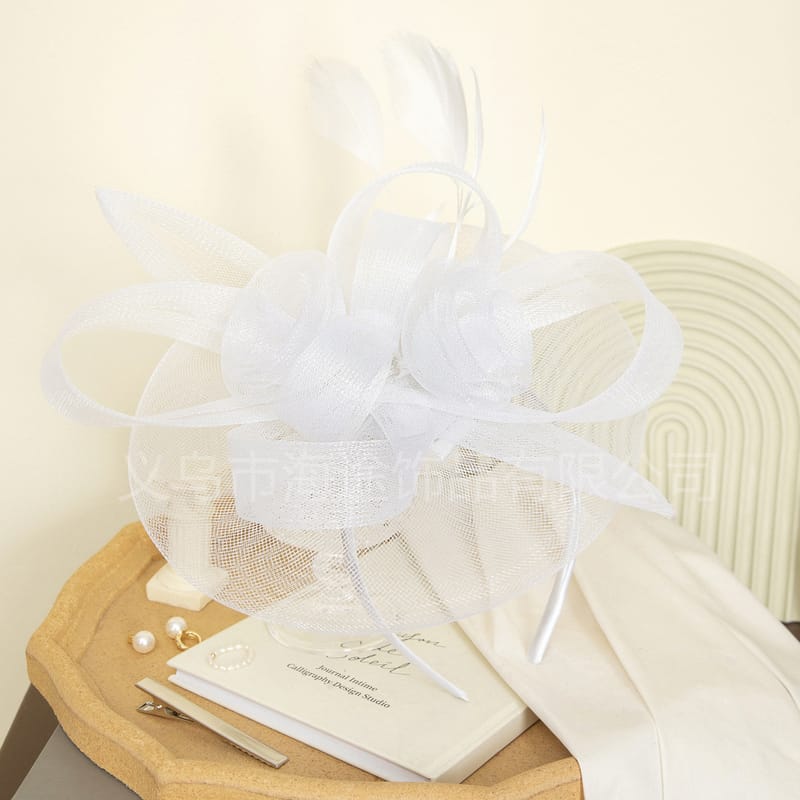 Retro court socialite style stage banquet mesh feather headdress ins feather all-match gauze hat bridal top hat