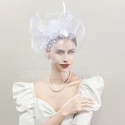 European and American mesh big headdress girls' banquet personal photo headband handmade mesh top hat British retro style top hat