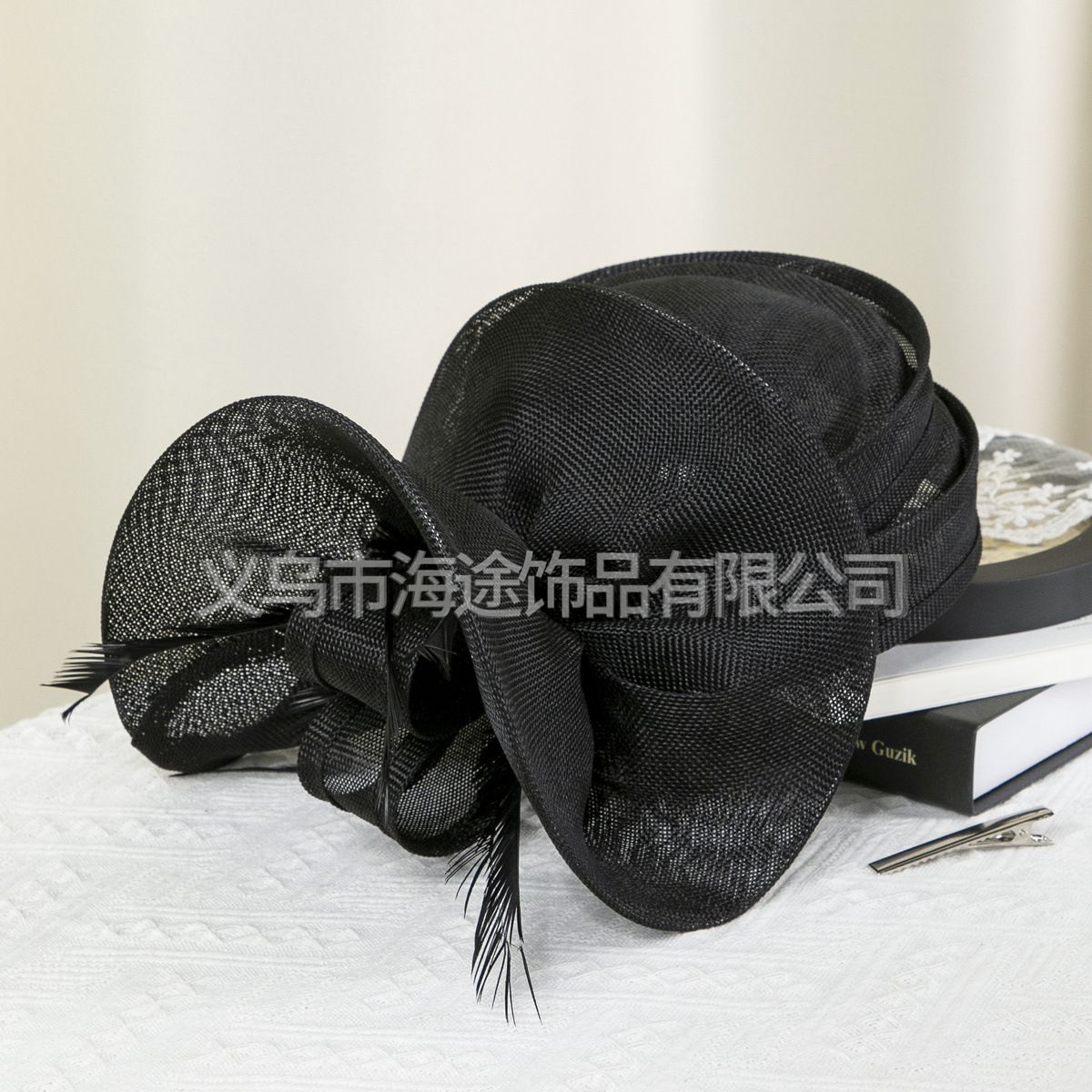 Amazon flower feather hat European and American wind imitation linen small fragrance socialite banquet temperament hat wholesale