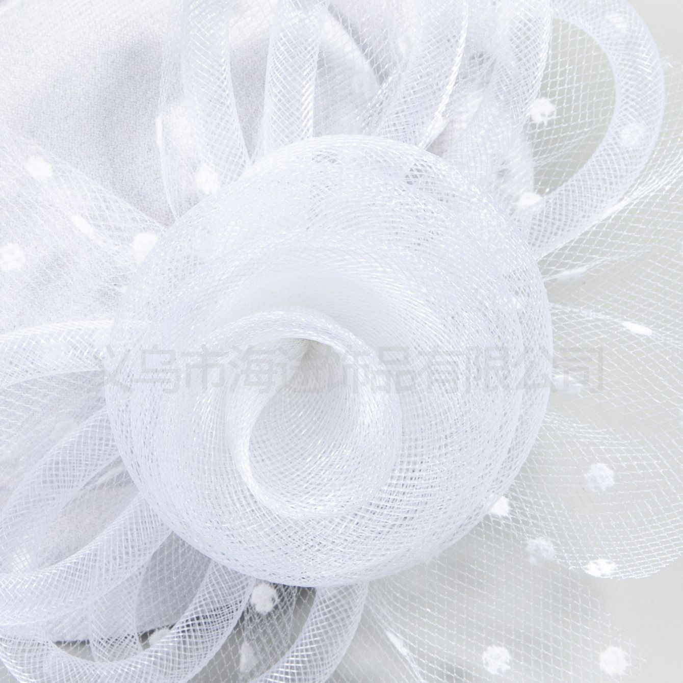 European and American popular white polka dot yarn trumpet flower bowler hat female dance dinner elegant hair accessories small bowler hat female