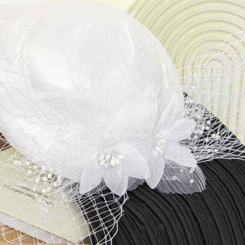 cross-border White bow mesh cover top hat banquet women's hat photography stage accessories in stock