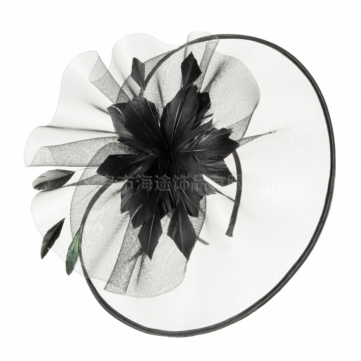 Ladies Exaggerated Retro Big Disc Topper Party Feather Tiara Bridal Mesh Tiara Topper Cross Border Amazon