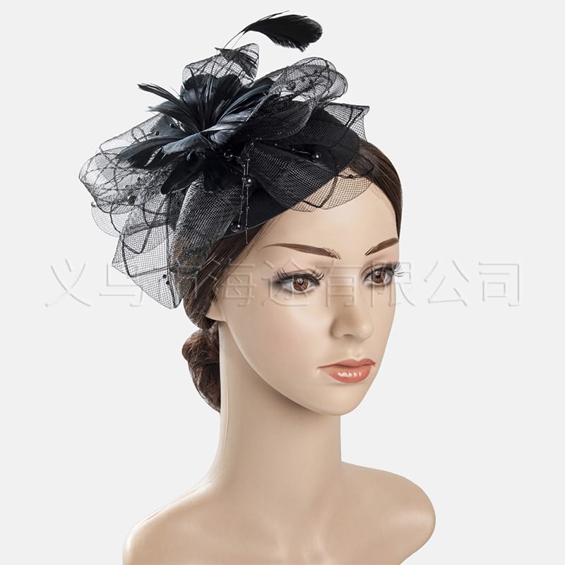 New Old Shanghai vintage mesh feather bowler hat Headdress Ball dinner elegant hair accessories bowler hat wholesale
