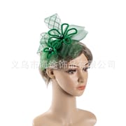 Foreign trade cross-border mesh headdress European green feather mesh headdress stage performance evening paty hair accessories wholesale