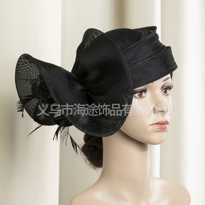 Amazon flower feather hat European and American wind imitation linen small fragrance socialite banquet temperament hat wholesale