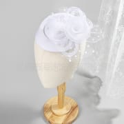 European and American popular white polka dot yarn trumpet flower bowler hat female dance dinner elegant hair accessories small bowler hat female