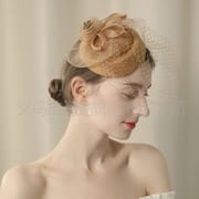 New cross-border khaki mesh top hat wholesale dance dinner elegant hair accessories small top hat female manufacturers