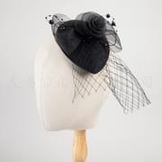 ins Same Style Black Mesh Water Drop Small Top Hat Vintage Handmade Linen Headwear Banquet Dinner Hair Accessories Wholesale