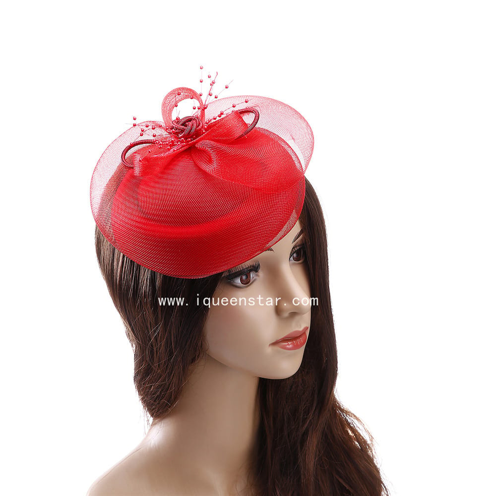 Summer European and American Outdoor Women's Hat Western Style Mesh Banquet Bridal Topper Bow Feather Headwear