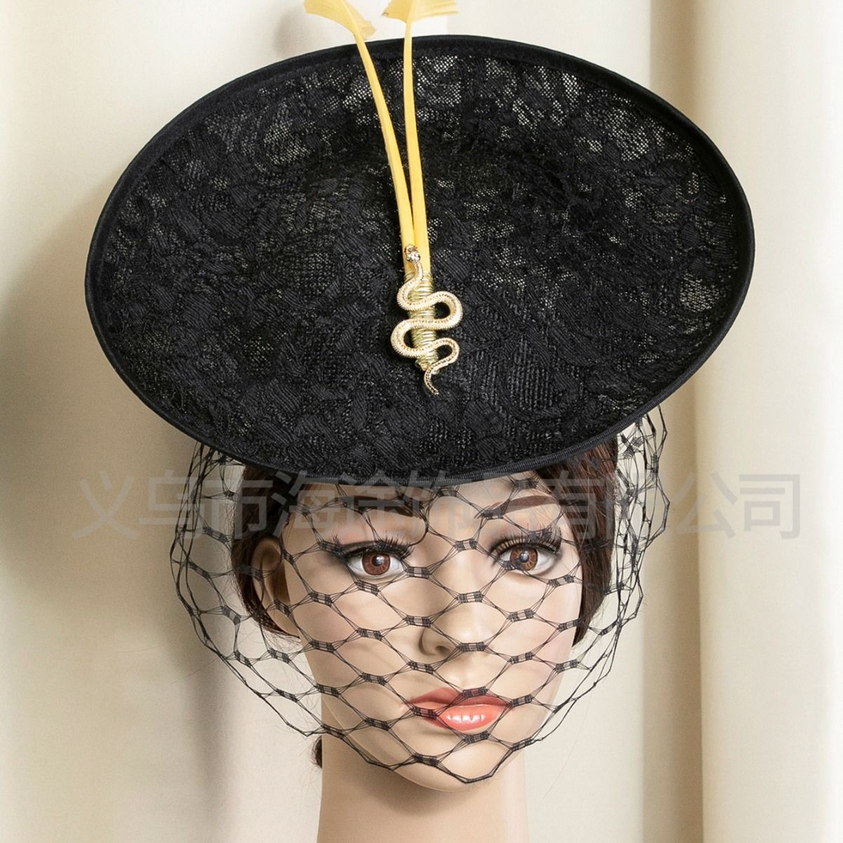 New Palace Vintage Hair Accessories Mesh Veil Headdress Small Top Hat Elegant Ladies Black Hair Accessories Women's Small Top Hat