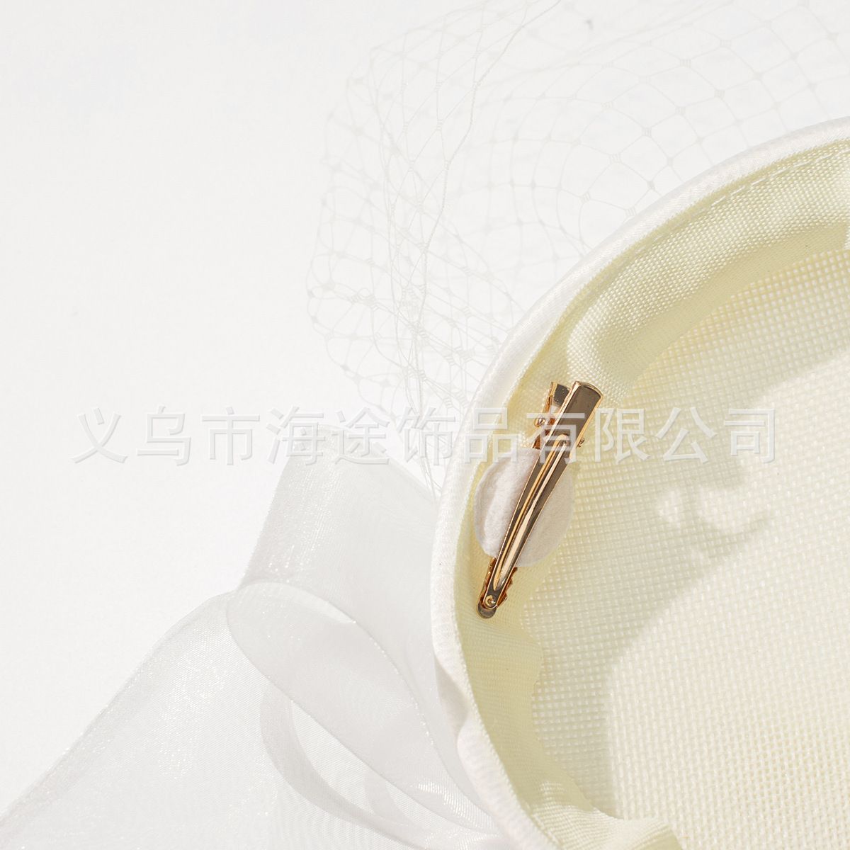 Cross-border New White Ribbon Pearl Lace Hood Bottom Mesh Elegant Headwear Banquet Party Party Bridal Hair Accessories