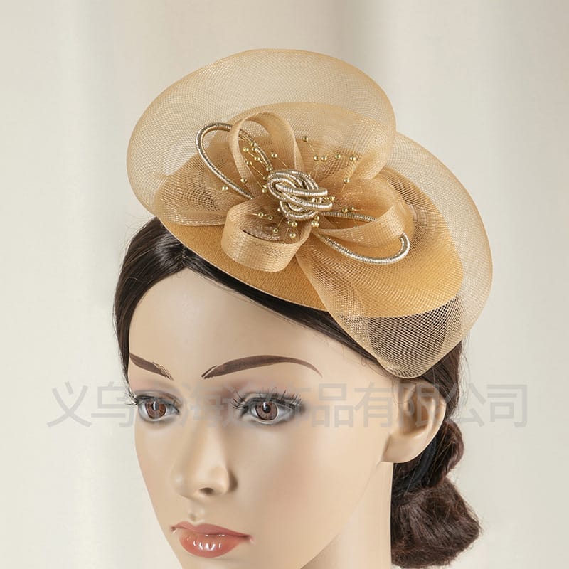 Factory direct Korean version of the yellow metal rope mesh small hat personality exquisite Net red hair accessories small hat women