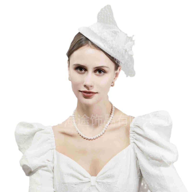 cross-border White bow mesh cover top hat banquet women's hat photography stage accessories in stock