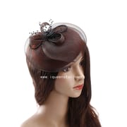 Summer European and American Outdoor Women's Hat Western Style Mesh Banquet Bridal Topper Bow Feather Headwear
