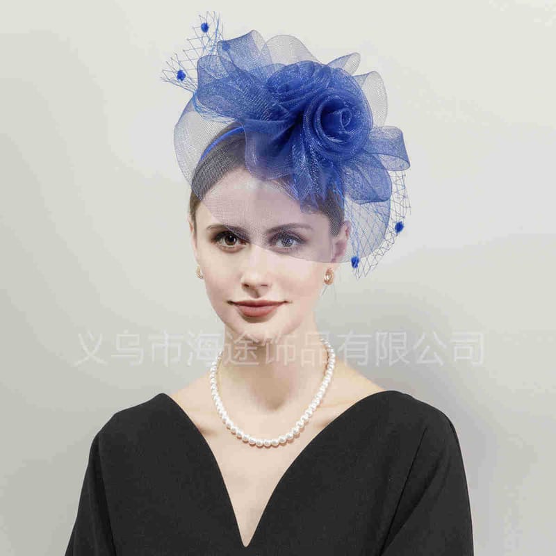 Amazon exaggerated large mesh cover top hat banquet women's hat photography stage accessories bridal headdress wholesale
