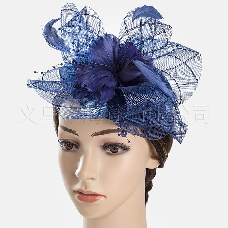 New Old Shanghai vintage mesh feather bowler hat Headdress Ball dinner elegant hair accessories bowler hat wholesale