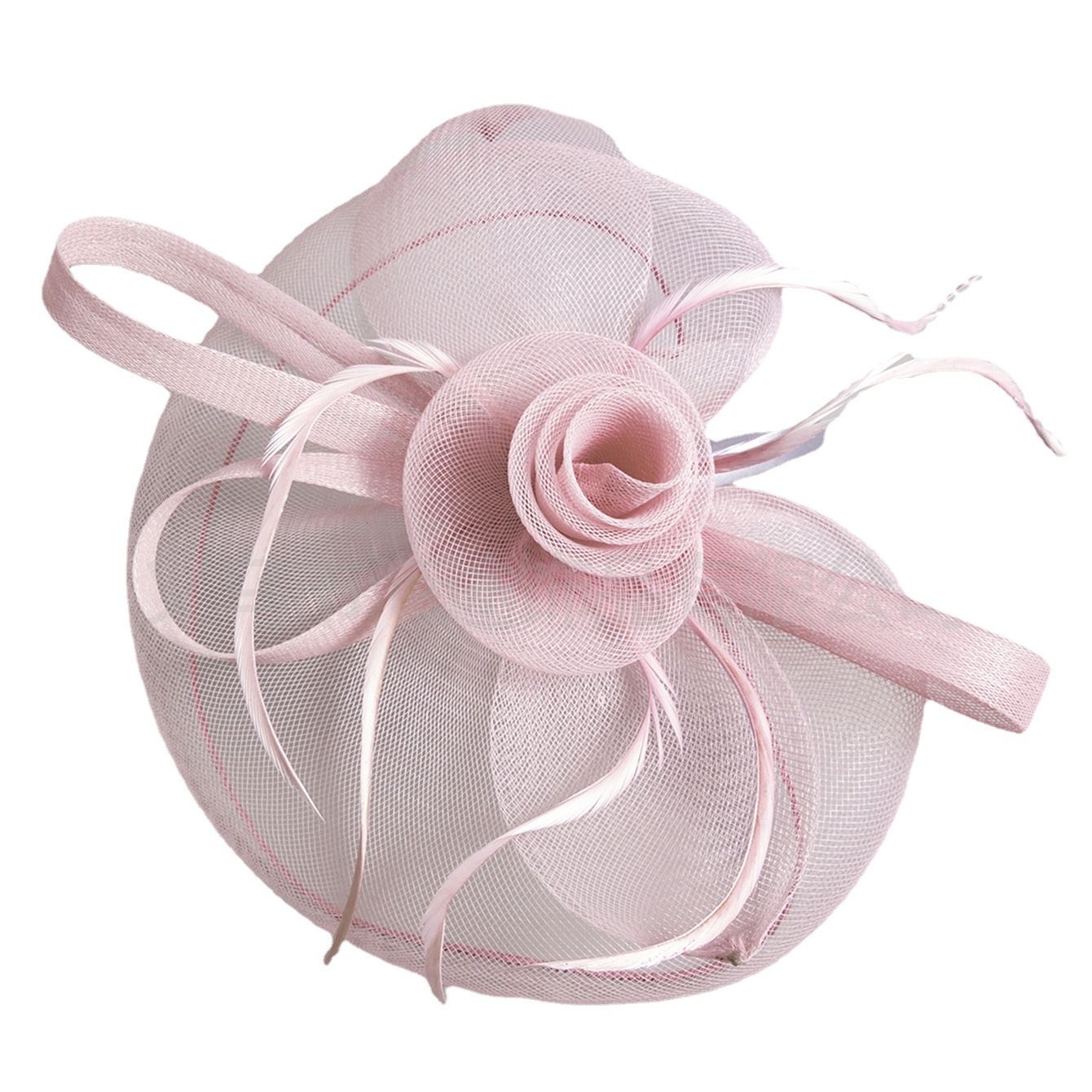 European and American Taro color medium net top hat bride Photo headdress gauze feather top hat banquet temperament all-match top hat