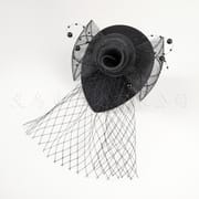 ins Same Style Black Mesh Water Drop Small Top Hat Vintage Handmade Linen Headwear Banquet Dinner Hair Accessories Wholesale
