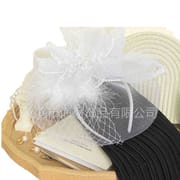 Cross-border Amazon vintage noble white mesh cover top hat with feather elegant bridal hair accessories in stock wholesale