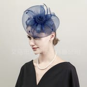 Amazon navy blue mesh flower head buckle banquet top hat women's photography stage accessories bridal top hat wholesale
