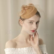 New cross-border khaki mesh top hat wholesale dance dinner elegant hair accessories small top hat female manufacturers