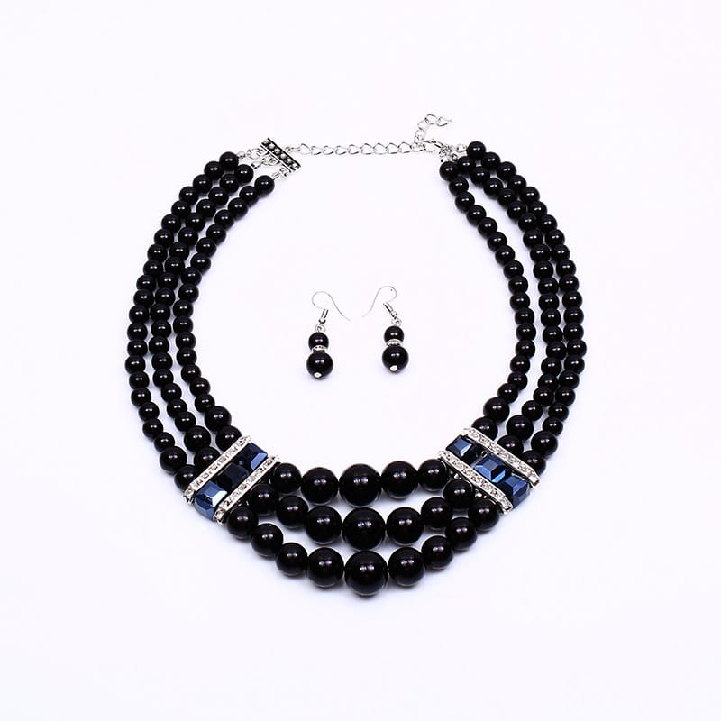 Internet Celebrant Popular Fashion Bride Imitation Pearl Necklace Earrings Set Women's All-match Decorative Stall Night Market Headwear Wholesale
