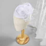 European and American popular white polka dot yarn trumpet flower bowler hat female dance dinner elegant hair accessories small bowler hat female