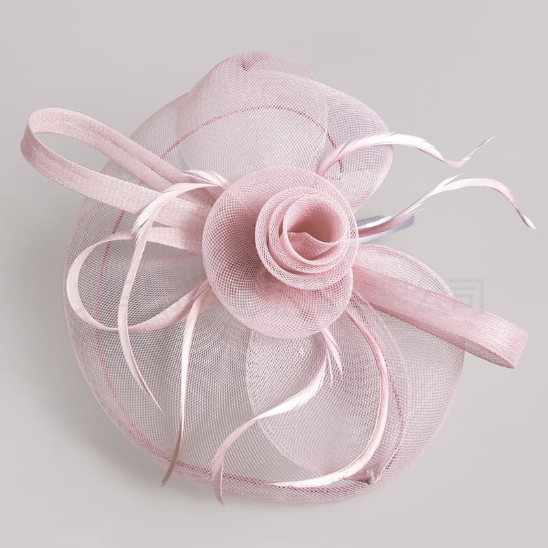 European and American Taro color medium net top hat bride Photo headdress gauze feather top hat banquet temperament all-match top hat
