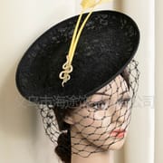 New Palace Vintage Hair Accessories Mesh Veil Headdress Small Top Hat Elegant Ladies Black Hair Accessories Women's Small Top Hat