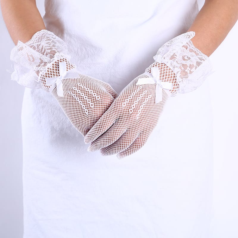 TikTok Internet Popular Lace Short Breathable Riding Sun Protection Gloves Women's Wedding Bride Wedding Gloves