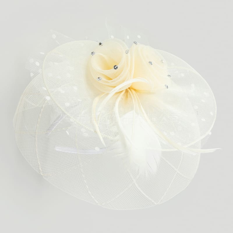 Cross-border girl veil party ball hair accessories with feather vintage decorations ladies hair net face-covering veil wholesale