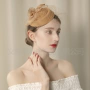 New cross-border khaki mesh top hat wholesale dance dinner elegant hair accessories small top hat female manufacturers