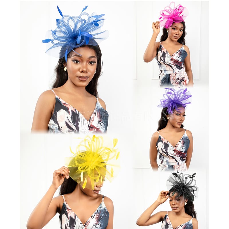 Bridal Veil Hair Accessories Wedding Topper Head Flower Photo Photo Feather Mesh Headwear Accessories for Girls Party