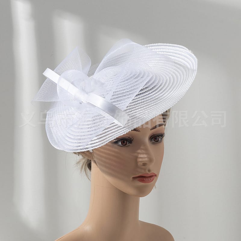 European and American British retro white top hat photo catwalk show Jockey Club hair accessories headband evening wear matching headdress in stock