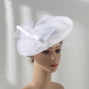European and American British retro white top hat photo catwalk show Jockey Club hair accessories headband evening wear matching headdress in stock