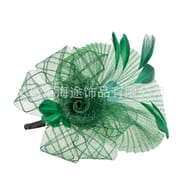 2021 cross-border texture European green feather mesh hair accessories cosplay holiday banquet ball headdress wholesale