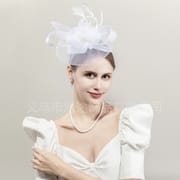 Retro court socialite style stage banquet mesh feather headdress ins feather all-match gauze hat bridal top hat