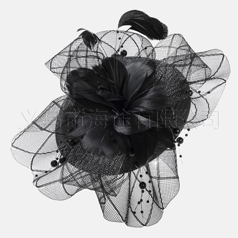 New Old Shanghai vintage mesh feather bowler hat Headdress Ball dinner elegant hair accessories bowler hat wholesale