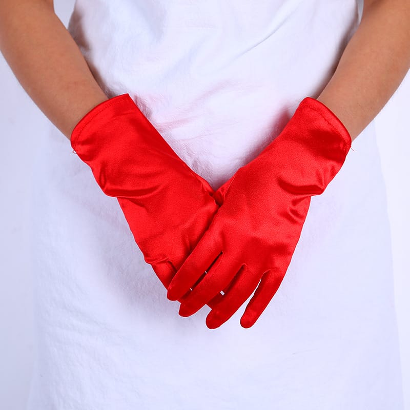 TikTok Same Style Bridal Ball Gloves Wedding Party Banquet White Yarn Long Satin Wedding Dress Street Stall Gloves