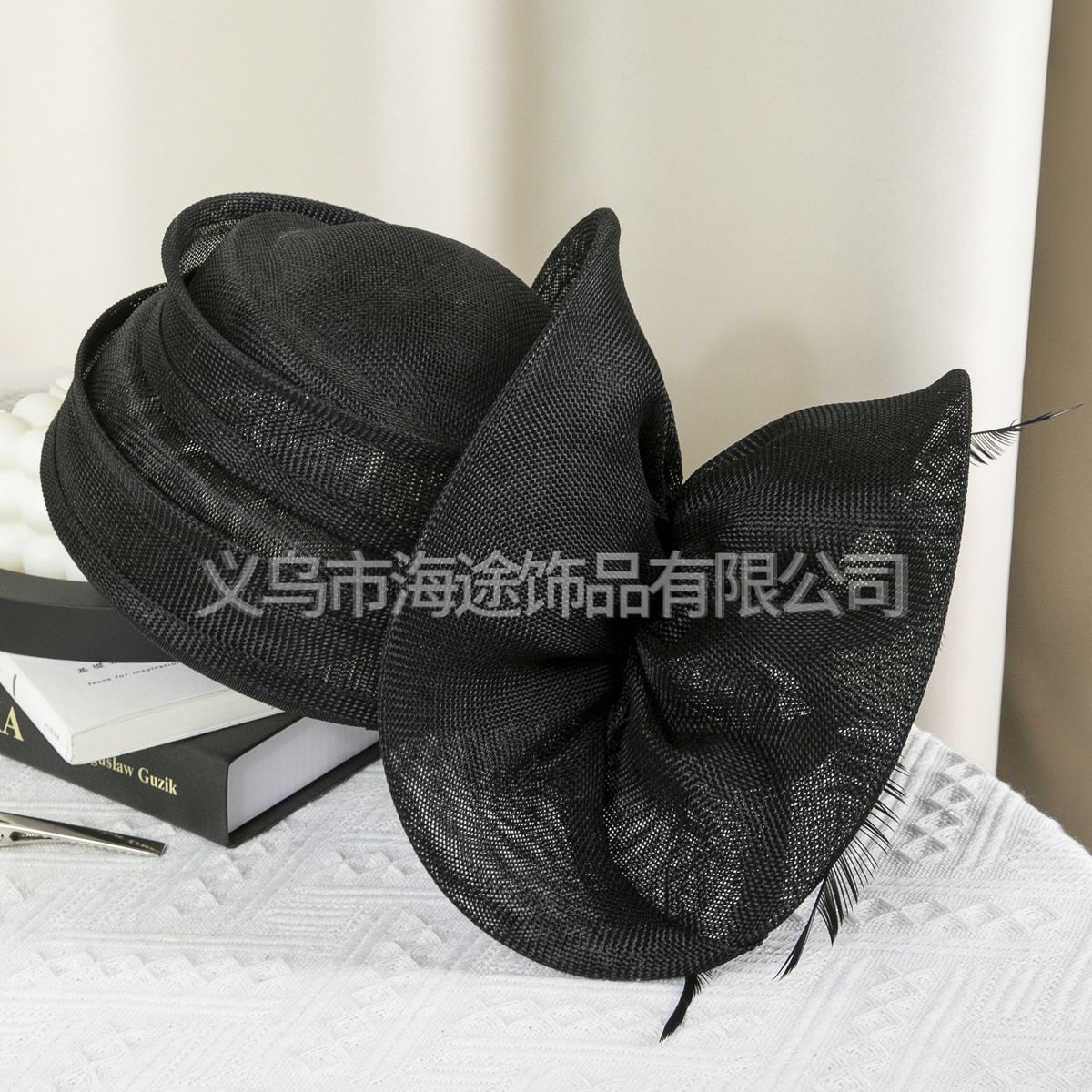 Amazon flower feather hat European and American wind imitation linen small fragrance socialite banquet temperament hat wholesale
