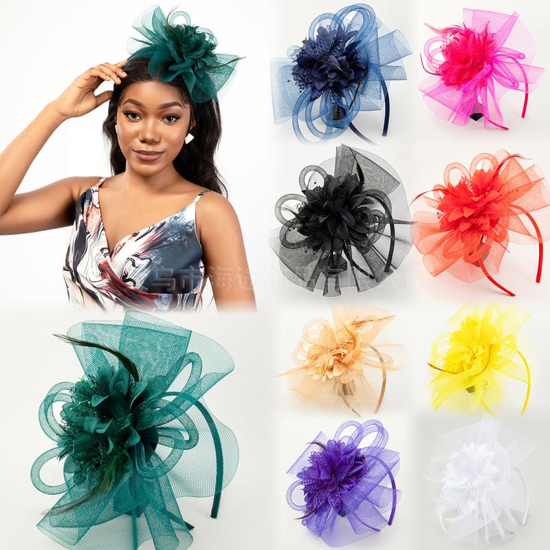 New British Vintage Gift Hat Mesh Bridal Headdress Hairpin Hairband Ladies Dinner Dress Matching Accessories