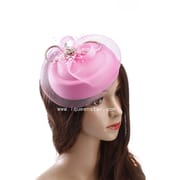 Summer European and American Outdoor Women's Hat Western Style Mesh Banquet Bridal Topper Bow Feather Headwear