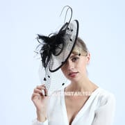 Amazon new feather top hat retro European and American lady hair accessories banquet headdress linen mesh top hat wholesale